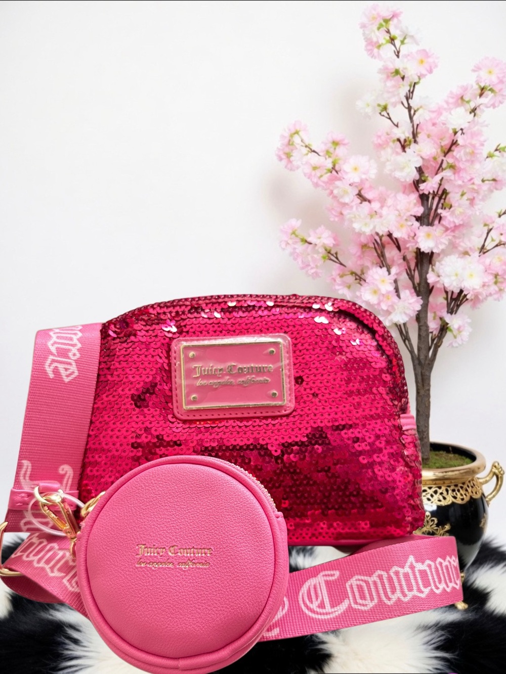 JUICY COUTURE SEQUIN CROSSBODY BAG WITH COIN POUCH NWT
